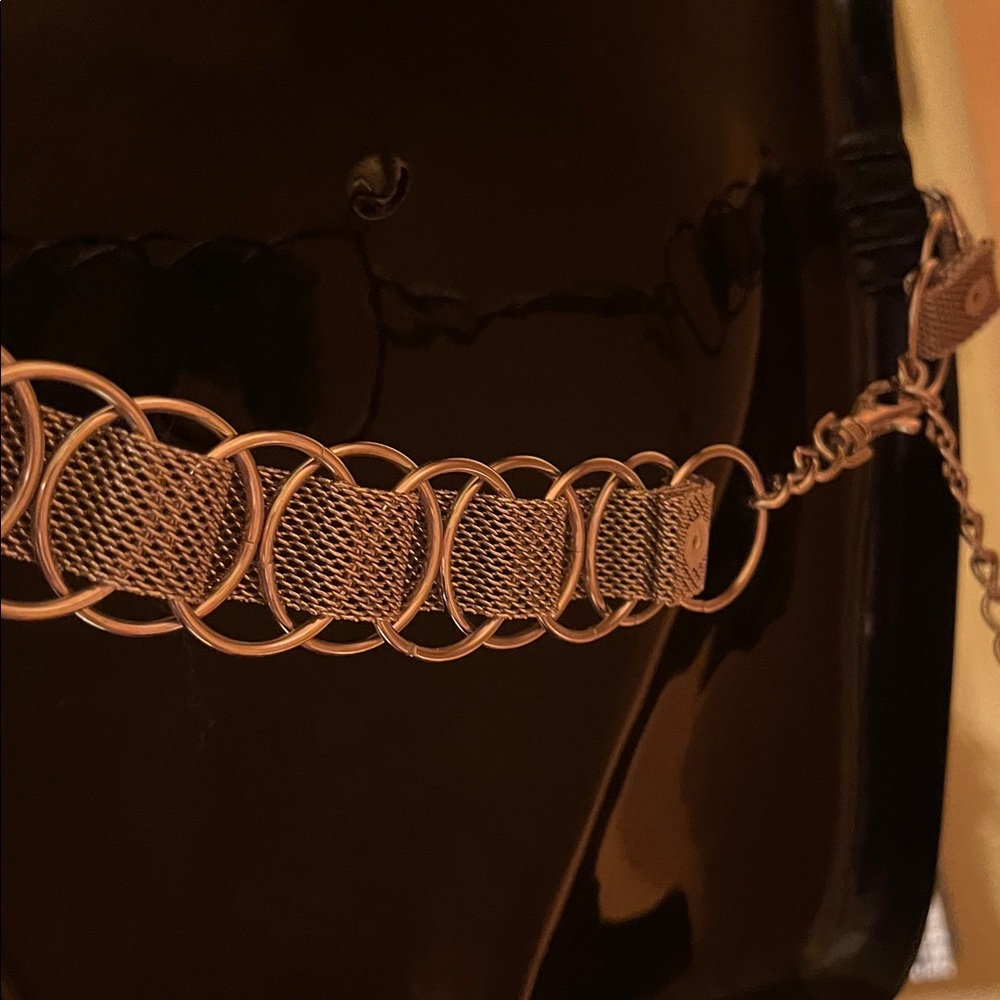 Adjustable Silver Tone Ring Chain Maille Hook End… - image 3